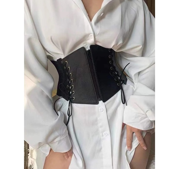 Vegan Leather Lace Up Corset Belt - Picture 3 of 5